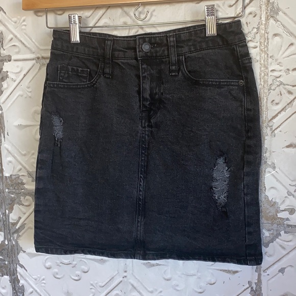 Mossimo Supply Co. Dresses & Skirts - Black distressed grunge mini denim skirt